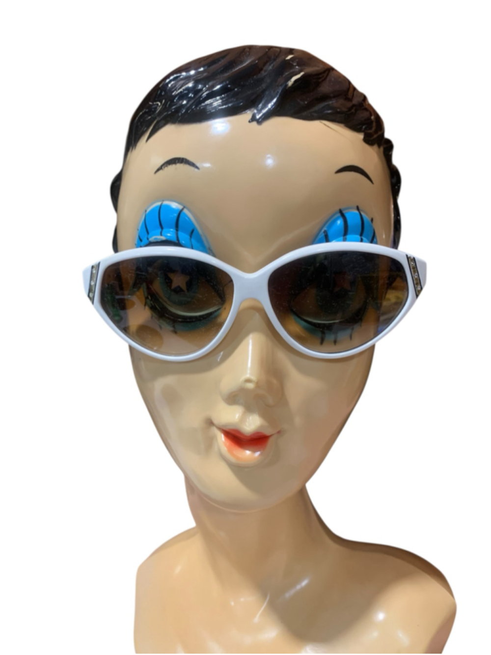 Vtg Women's Unbranded Cat Eye Sunglasses One Size White Brown